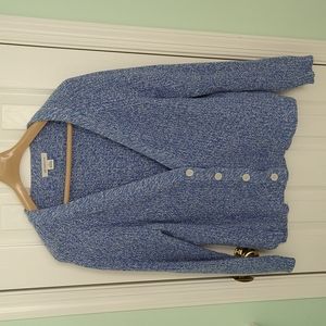 Liz Claiborne Blue and White Cardigan Sweater XL